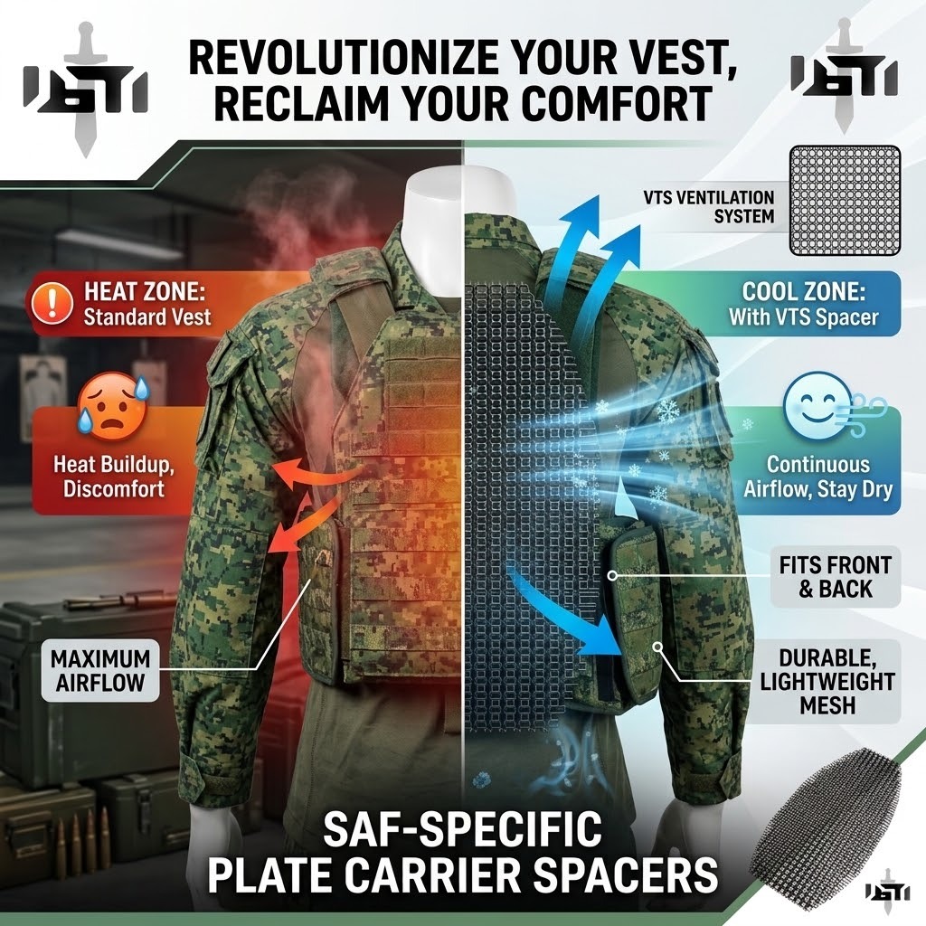 Black Stealth - Mesh Spacer for Tactical Vests (1pc)