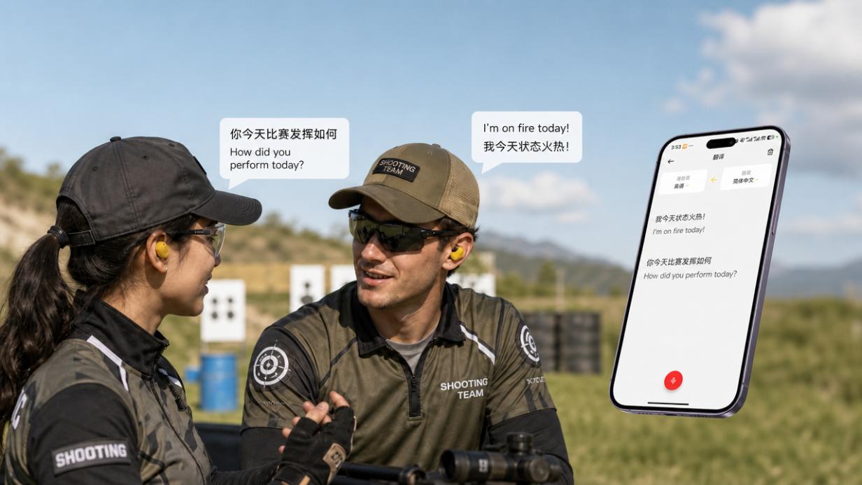 AI real-time language translation - international shooting competition
