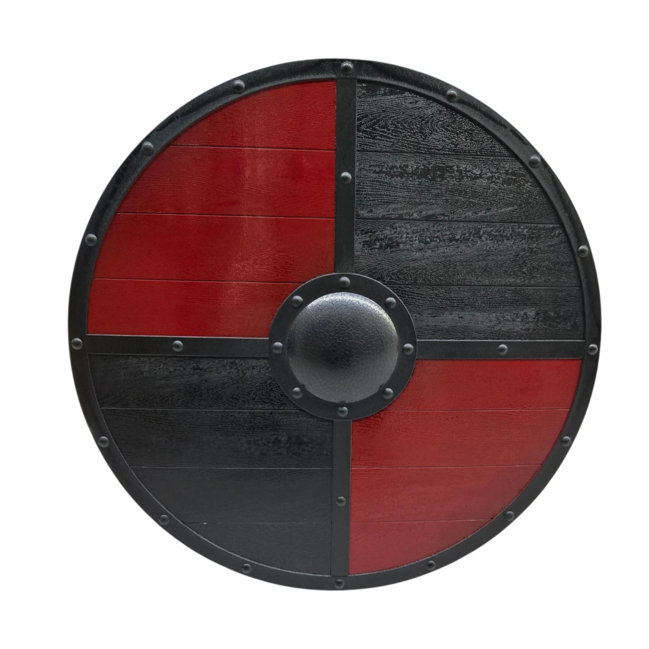 Dragon Steel - (505-R) Plastic Viking shield- Red & Black