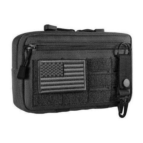 Black Stealth - Horizontal Utility Pouch with Velcro Molle Front