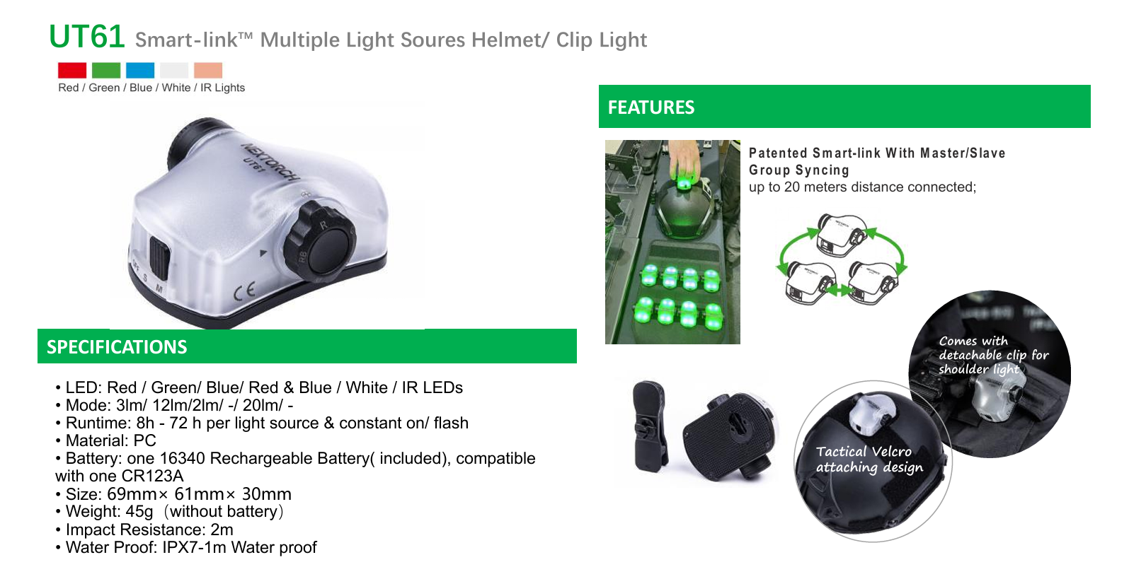 NEXTORCH UT61 Tactical Helmet Signal Light