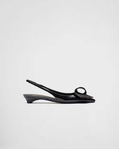 Patent leather slingback pumps