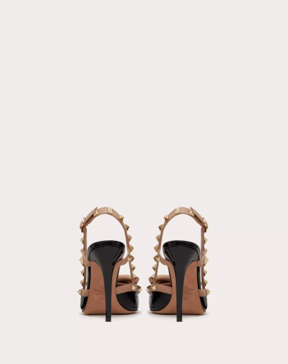 ROCKSTUD BOW SLINGBACK PATENT LEATHER PUMP 100MM