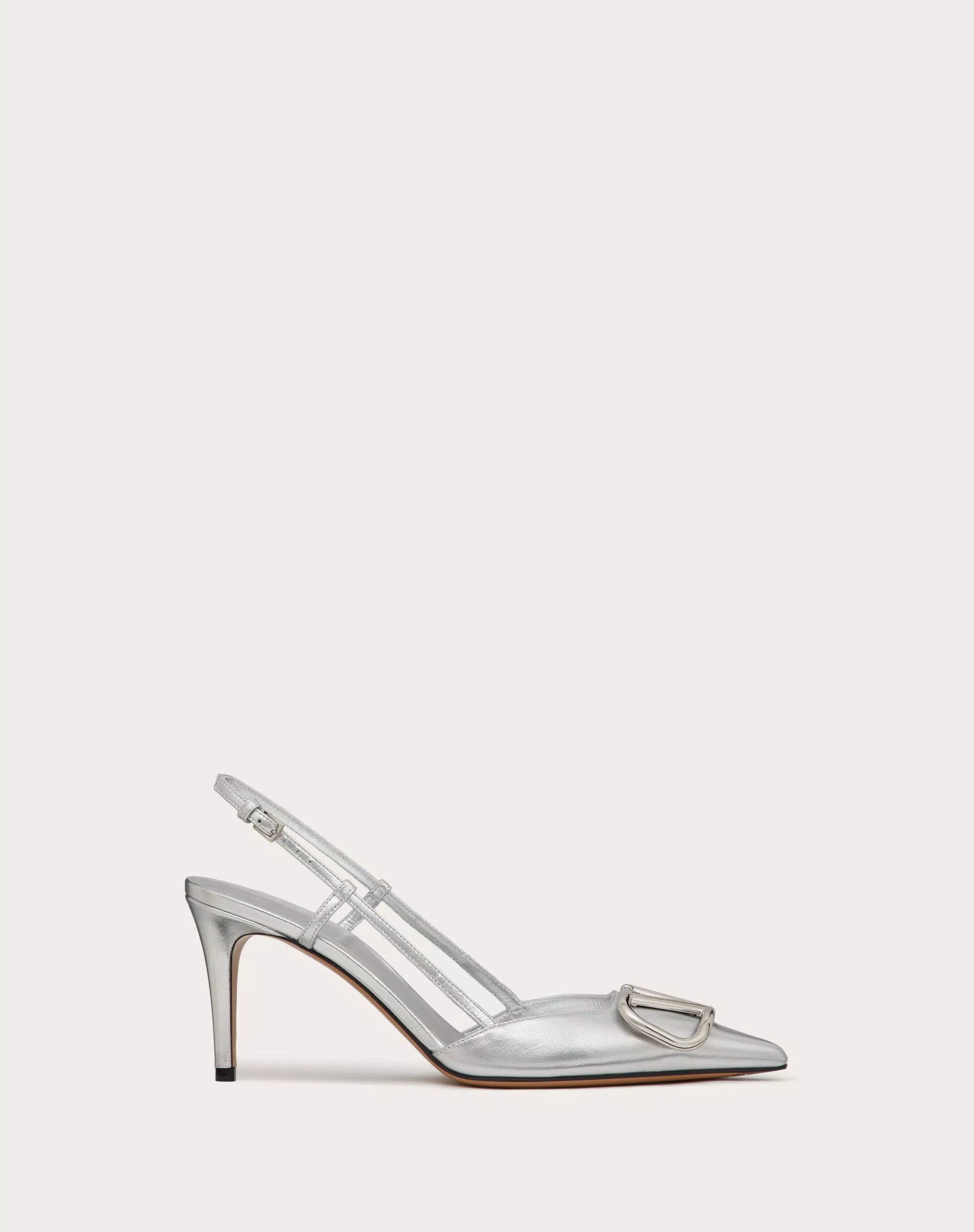 VLOGO SIGNATURE SLINGBACK PUMP IN LAMINATED NAPPA LEATHER 80MM