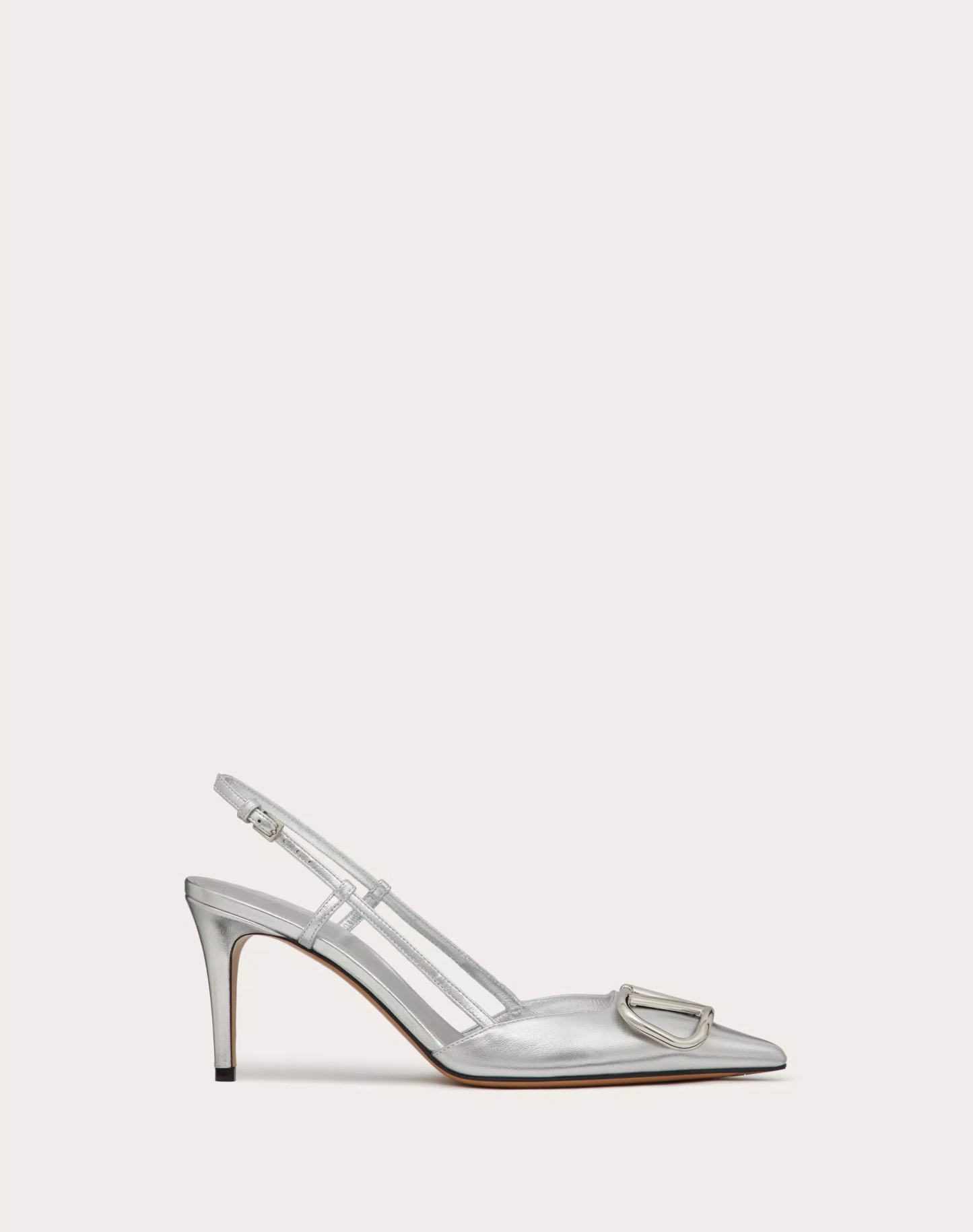 VLOGO SIGNATURE SLINGBACK PUMP IN LAMINATED NAPPA LEATHER 80MM