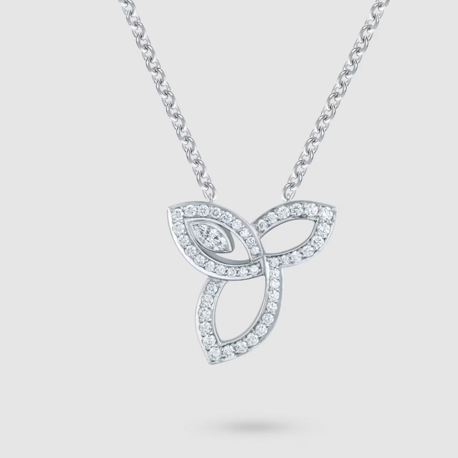 Lily Cluster Platinum Diamond Pendant