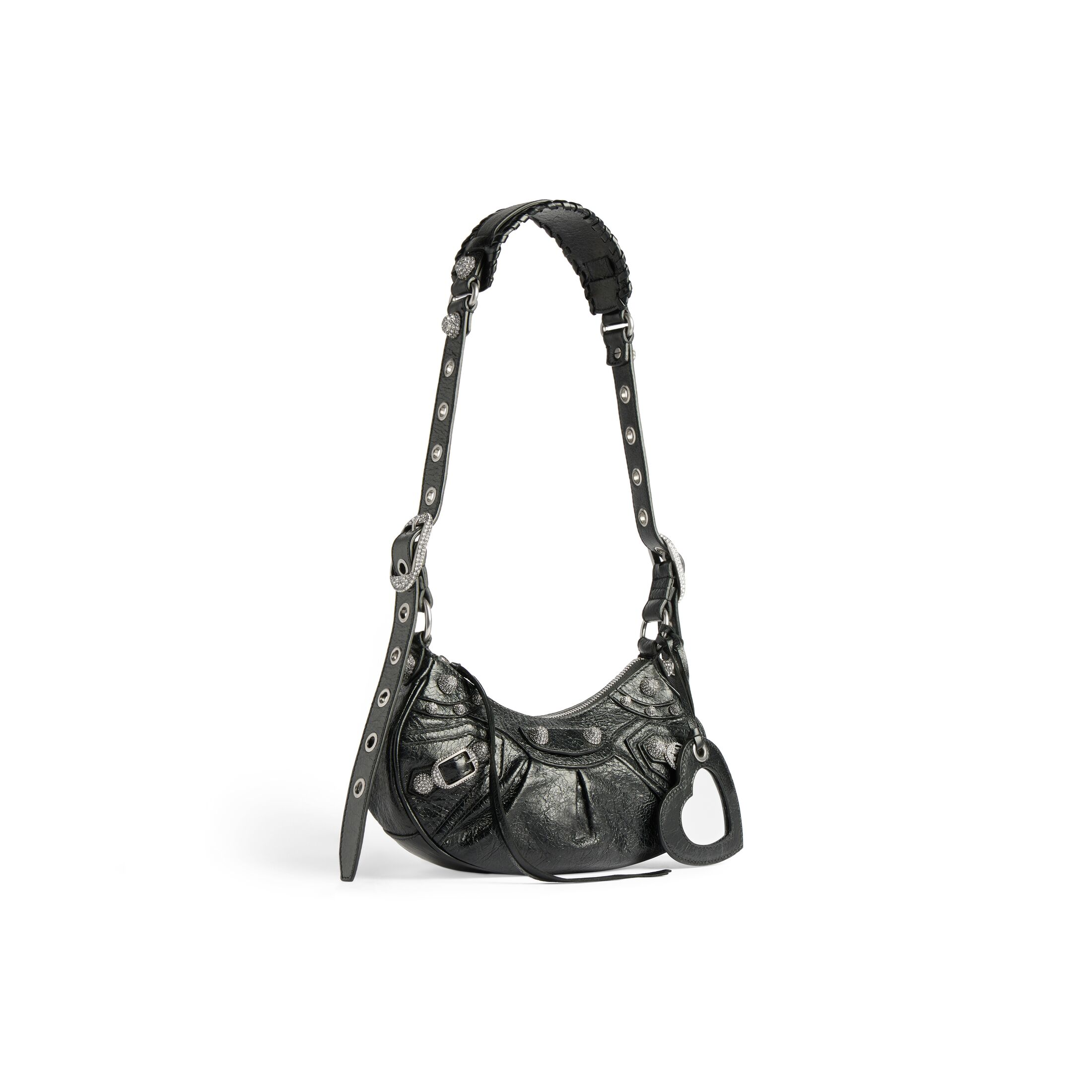 WOMEN'S LE CAGOLE XS SHOULDER BAG WITH RHINESTONES IN BLACK