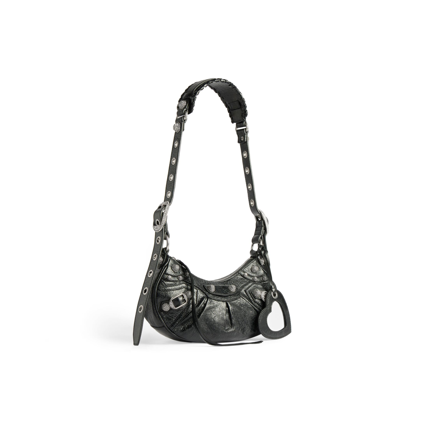 WOMEN'S LE CAGOLE XS SHOULDER BAG WITH RHINESTONES IN BLACK