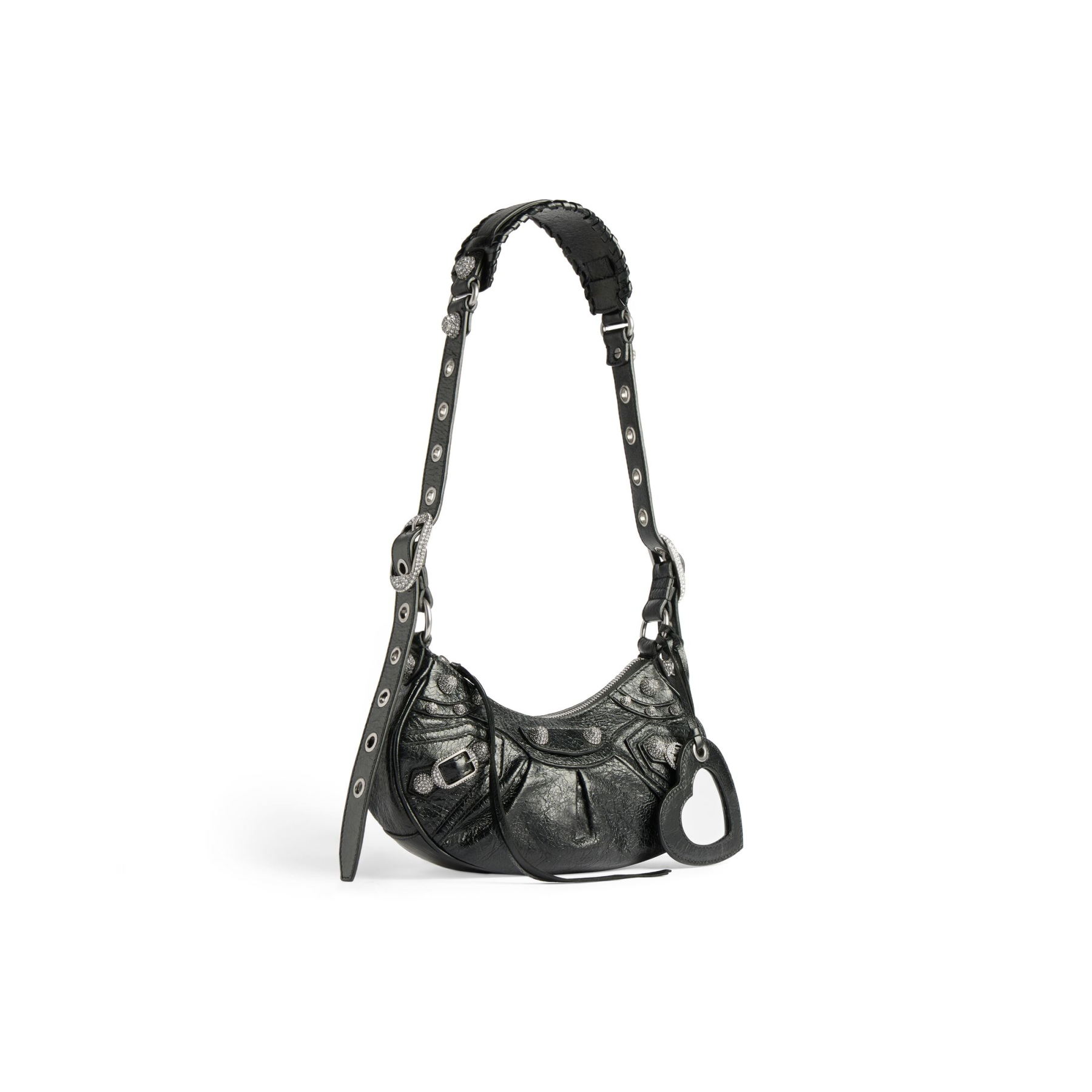 WOMEN'S LE CAGOLE XS SHOULDER BAG WITH RHINESTONES IN BLACK