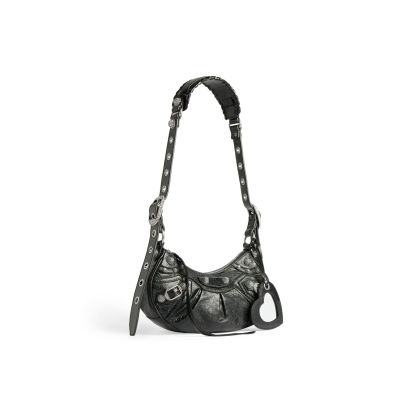 WOMEN'S LE CAGOLE XS SHOULDER BAG WITH RHINESTONES IN BLACK