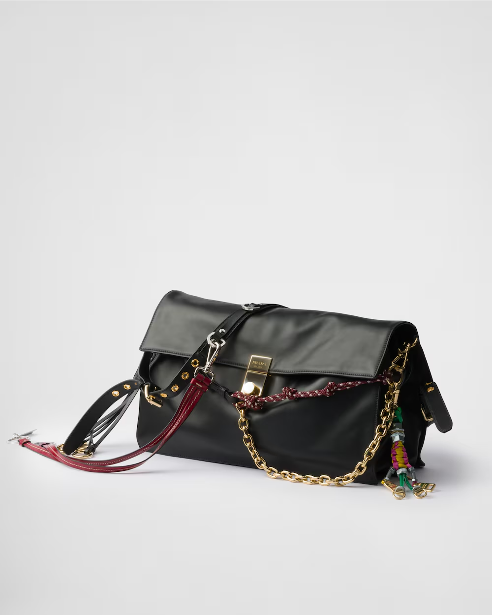 Prada Soft Sound large leather shoulder bag with charms