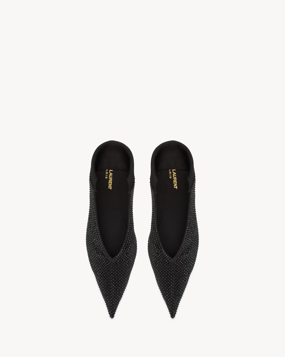 NOUR SLIPPERS IN SATIN CREPE AND RHINESTONES