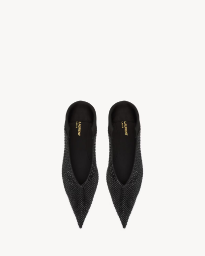 NOUR SLIPPERS IN SATIN CREPE AND RHINESTONES