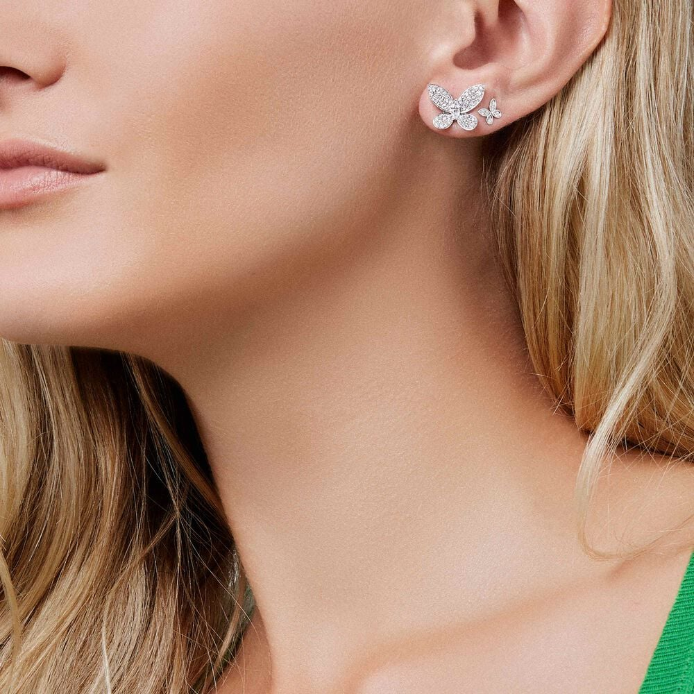Pavé Butterfly Diamond Petite Stud Earrings