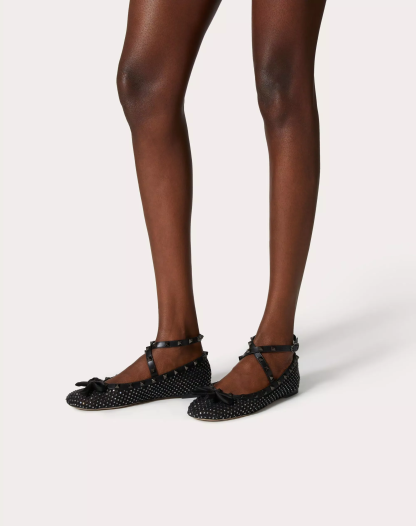 ROCKSTUD MESH BALLERINA WITH CRYSTALS AND MATCHING STUDS