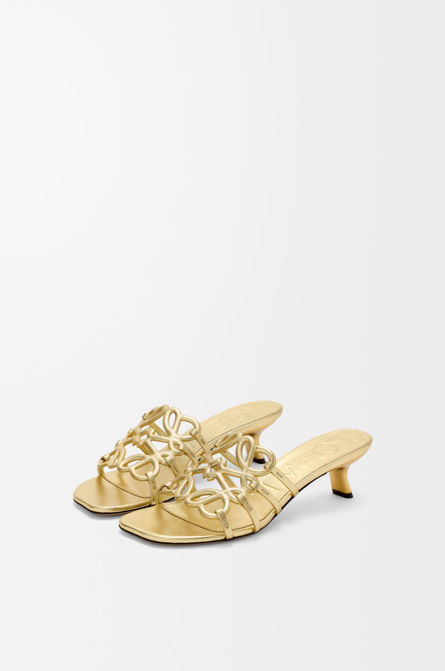 Petal Anagram slide in laminated lambskin