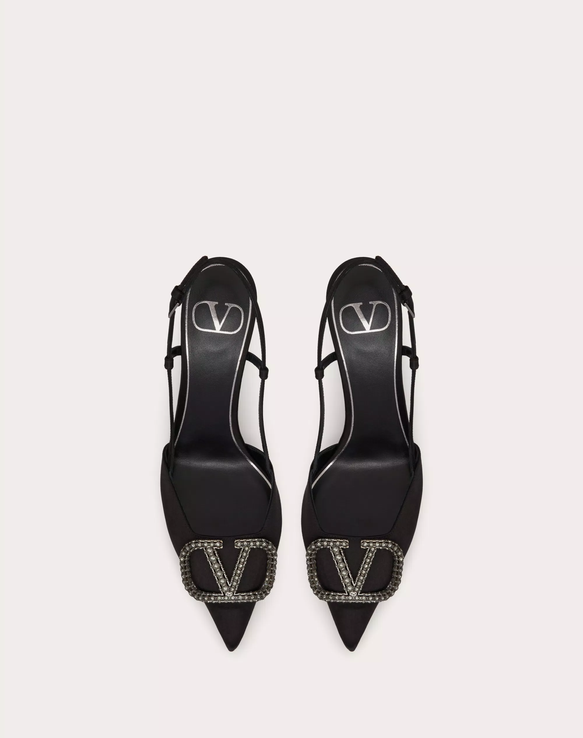 VLOGO SIGNATURE SATIN SLINGBACK PUMPS 80MM