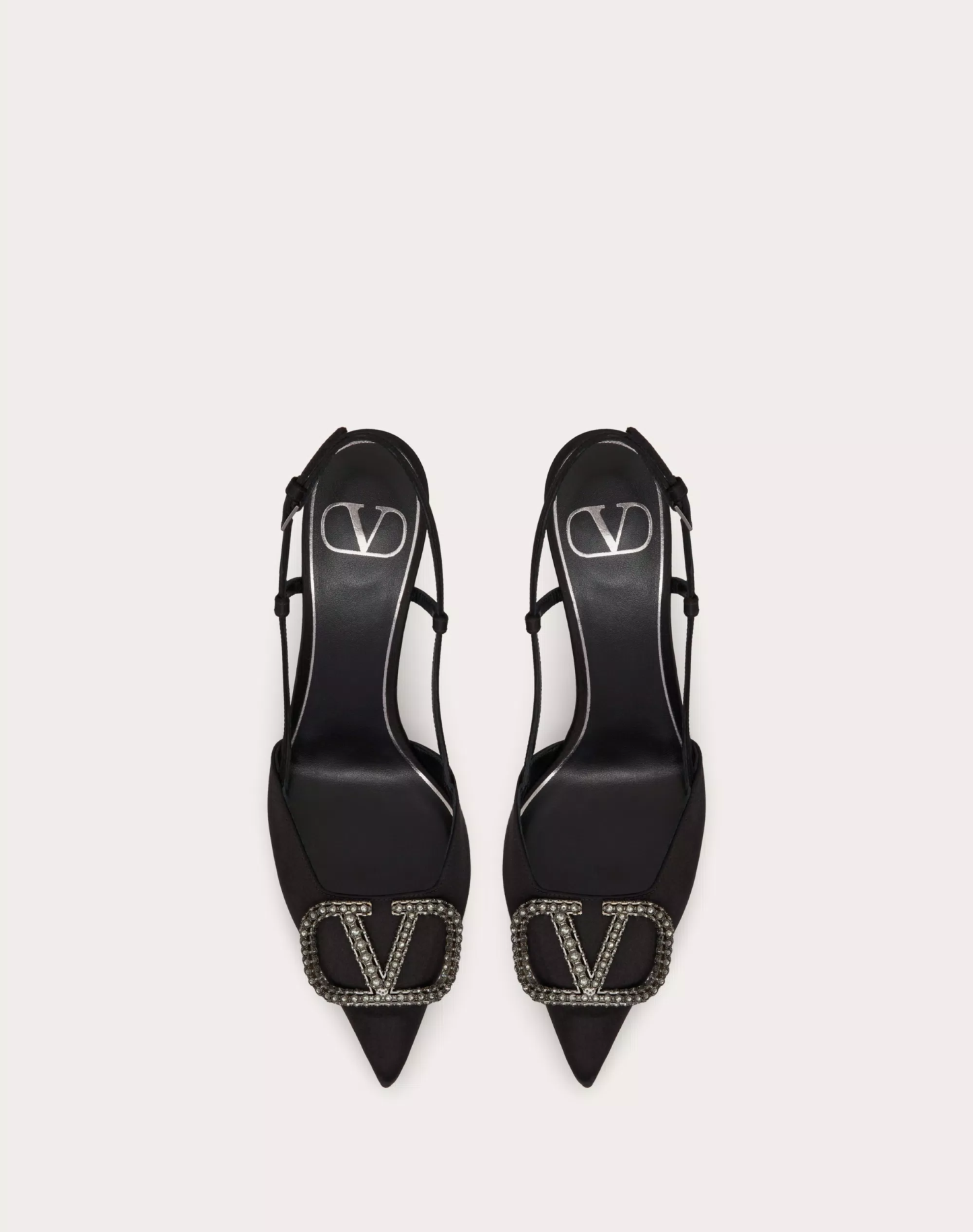 VLOGO SIGNATURE SATIN SLINGBACK PUMPS 80MM