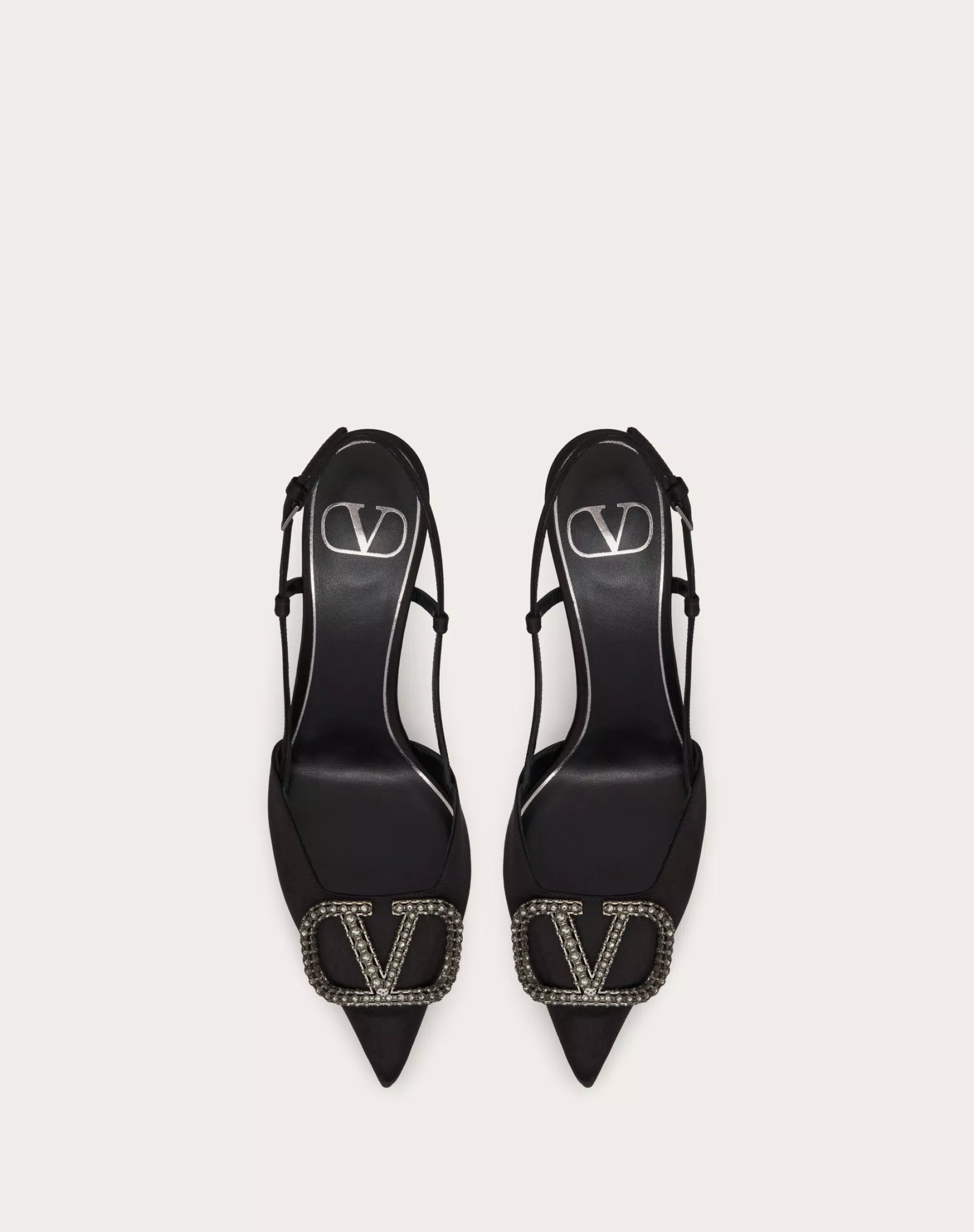 VLOGO SIGNATURE SATIN SLINGBACK PUMPS 80MM