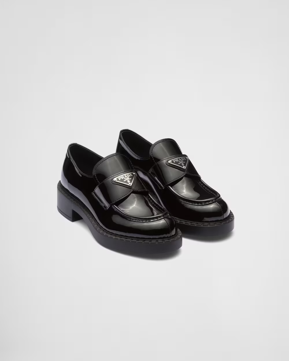 Chocolate patent leather loafers