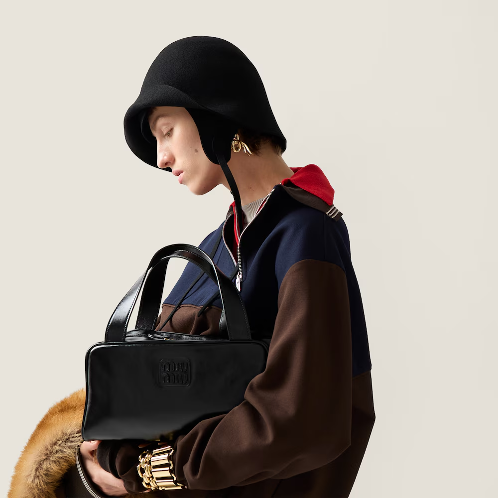 Leather top-handle bag