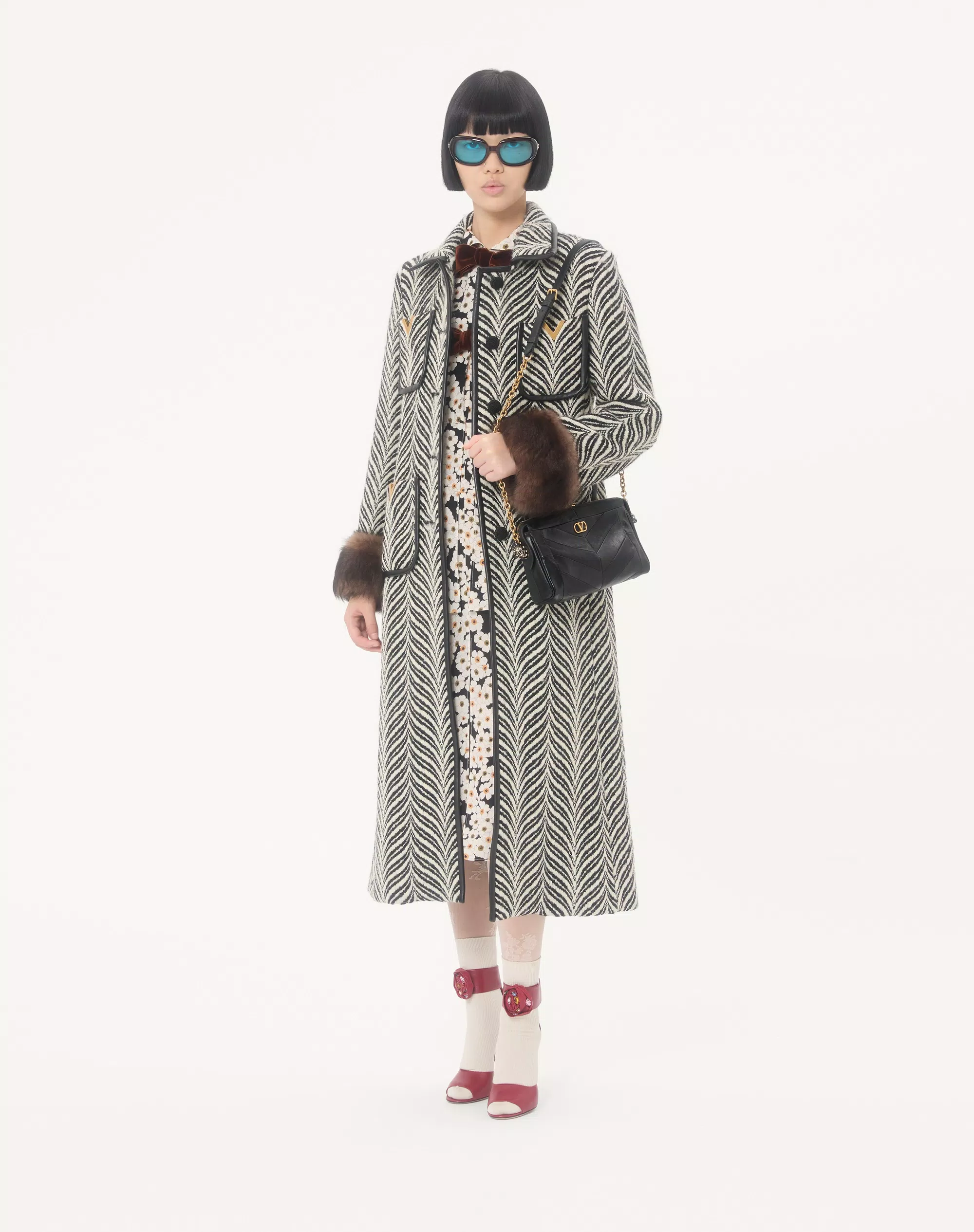 Valentino Garavani Panthea Small Shoulder Bag In Nappa Leather With A Chevron Pattern