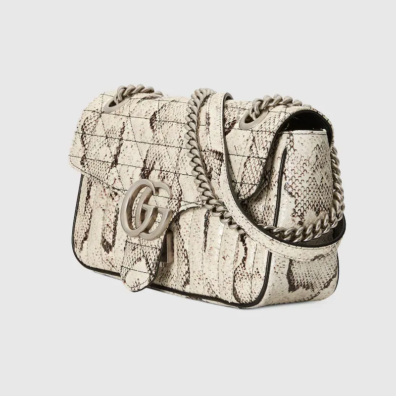 GG MARMONT SMALL PYTHON SHOULDER BAG