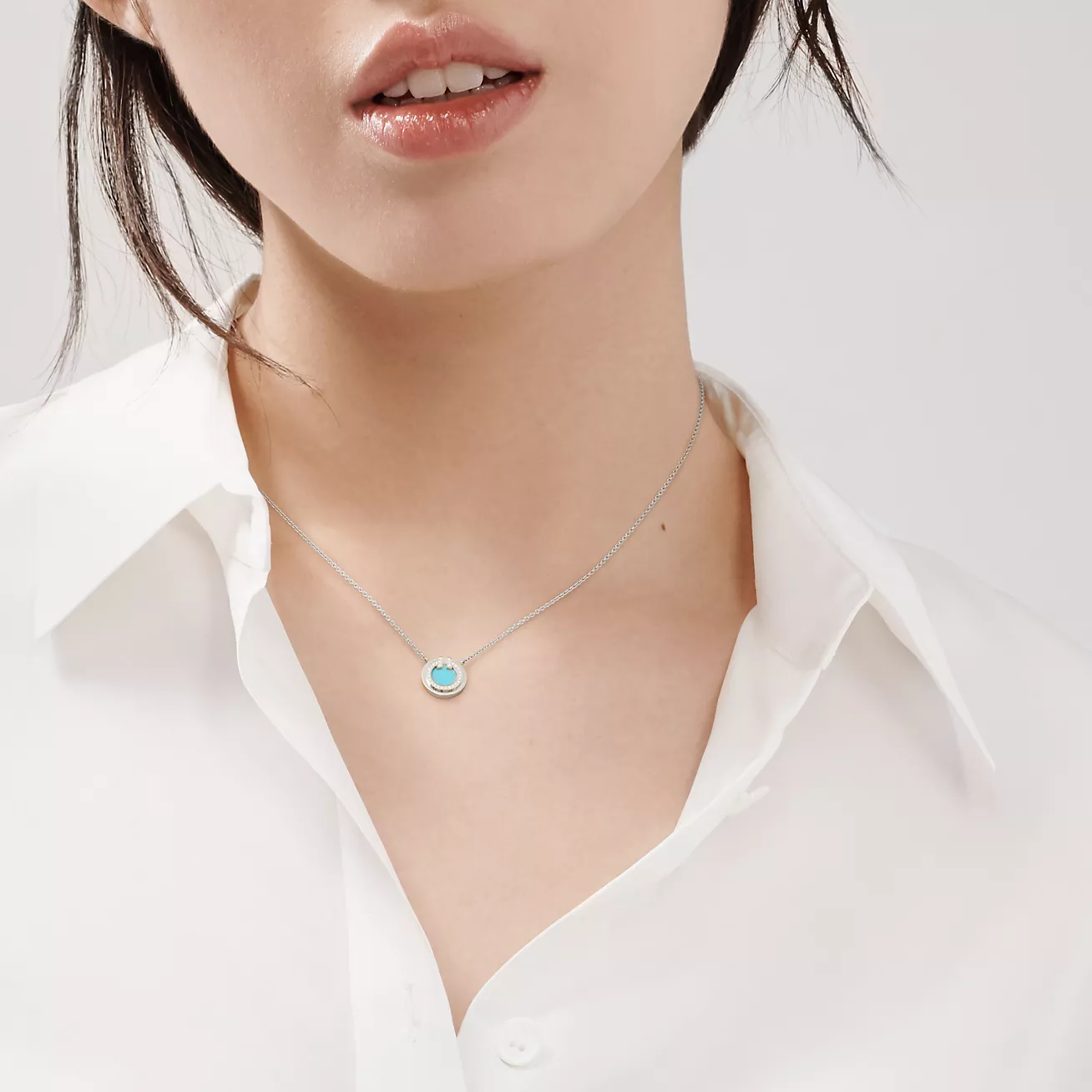 Diamond and Turquoise Circle Pendant