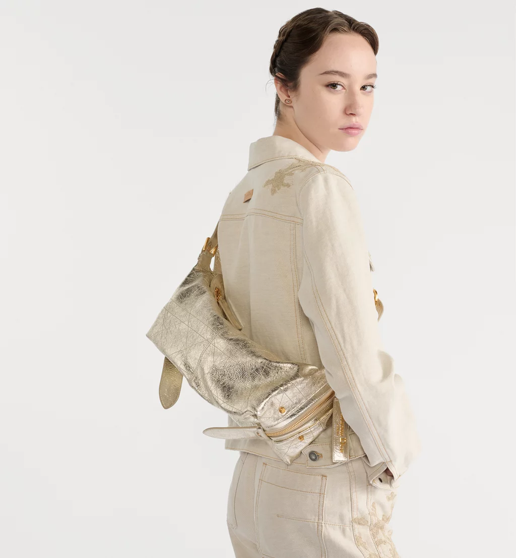 Medium D-Journey Bag in Crinkled Calfskin