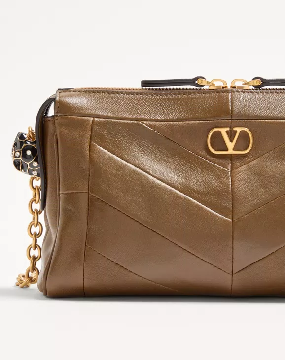 Valentino Garavani Panthea Small Shoulder Bag In Nappa Leather With A Chevron Pattern