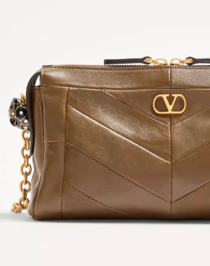 Valentino Garavani Panthea Small Shoulder Bag In Nappa Leather With A Chevron Pattern