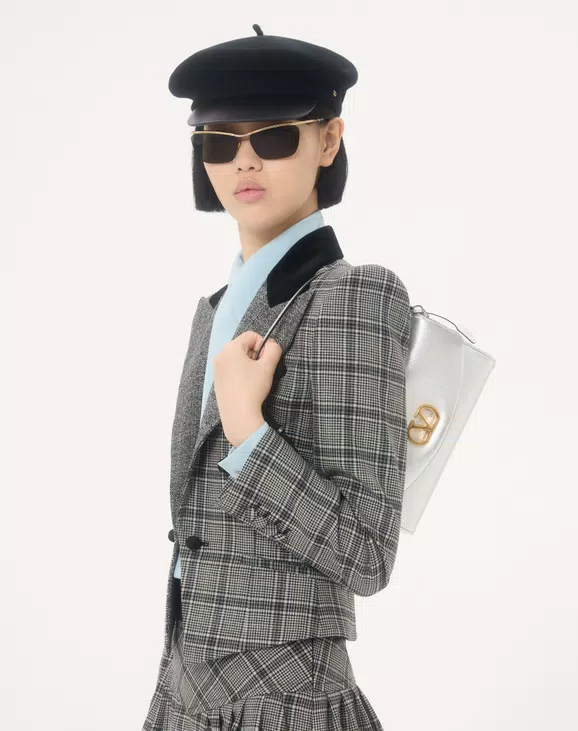 Valentino Garavani DeVain Small Shoulder Bag in Laminated Nappa Leather