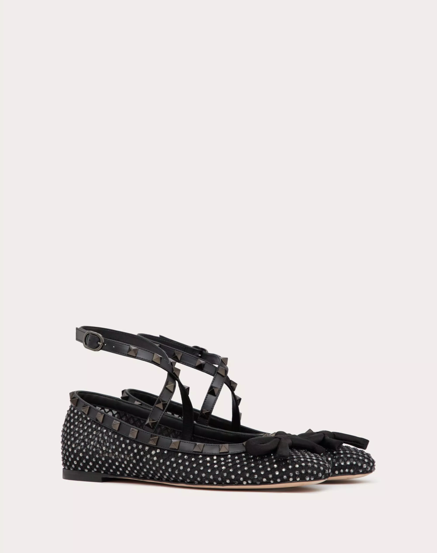 ROCKSTUD MESH BALLERINA WITH CRYSTALS AND MATCHING STUDS