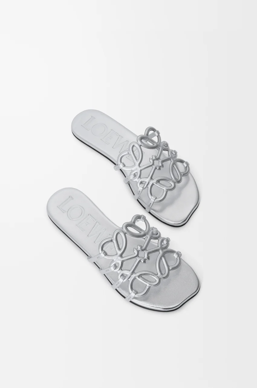 Petal Anagram slide in laminated lambskin