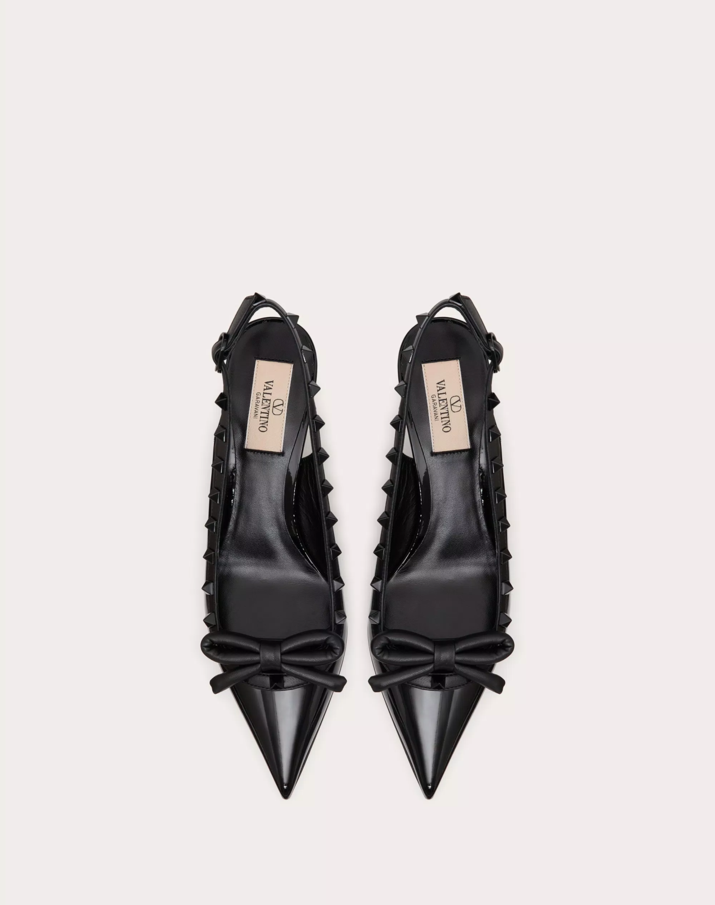 ROCKSTUD BOW SLINGBACK PUMP IN PATENT LEATHER WITH MATCHING STUDS 60MM
