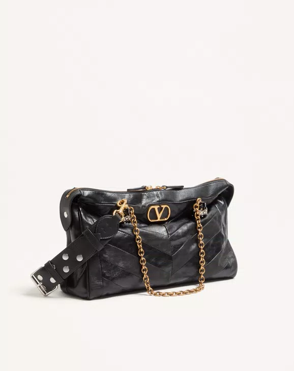 Valentino Garavani Panthea Shoulder Bag In Nappa Leather With Chevron Pattern