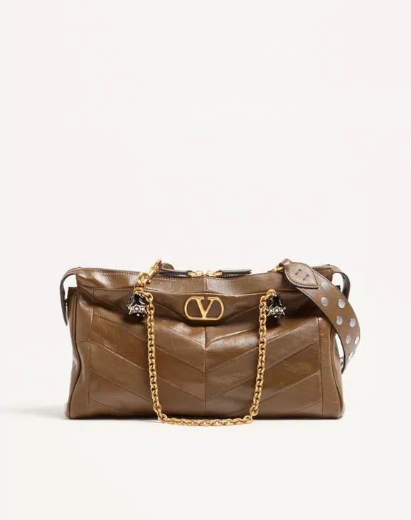 Valentino Garavani Panthea Shoulder Bag In Nappa Leather With Chevron Pattern