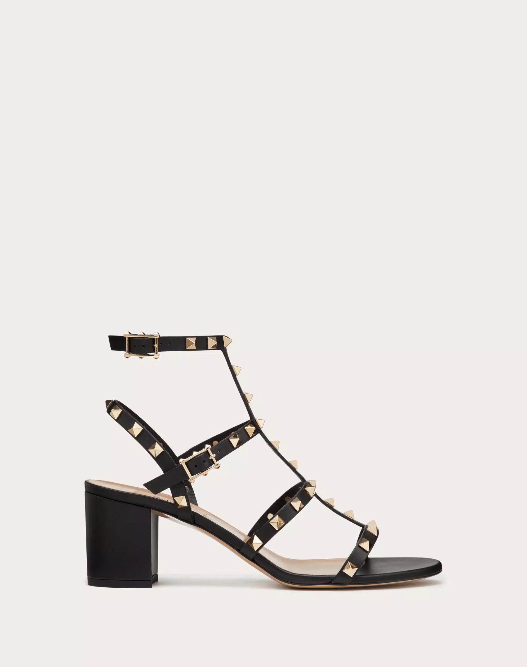 ROCKSTUD CALFSKIN ANKLE STRAP SANDAL 60 MM