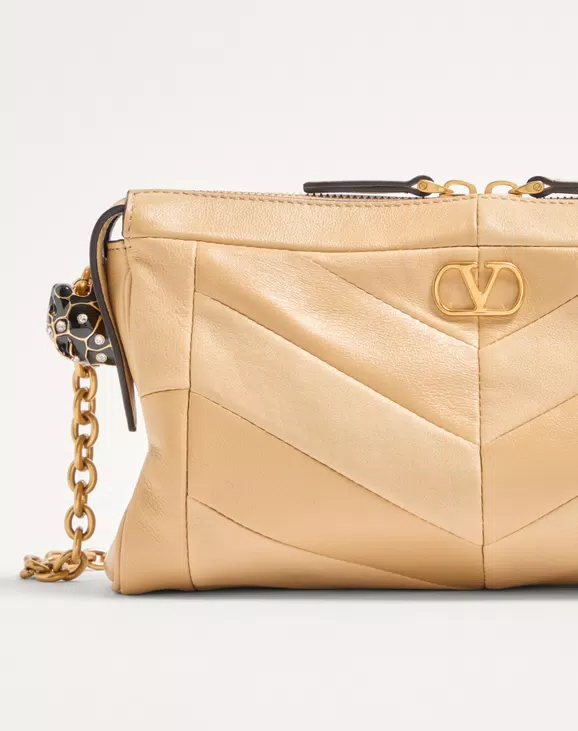 Valentino Garavani Panthea Small Shoulder Bag In Nappa Leather With A Chevron Pattern
