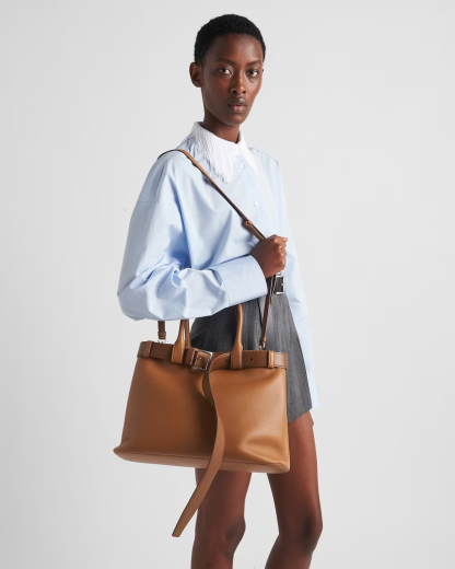 Prada Buckle large leather handbag with belt