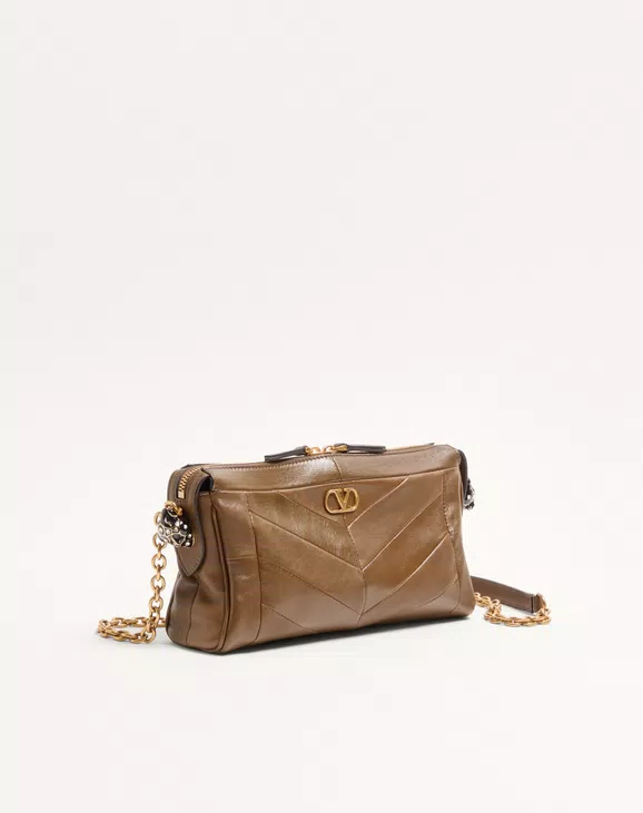 Valentino Garavani Panthea Small Shoulder Bag In Nappa Leather With A Chevron Pattern