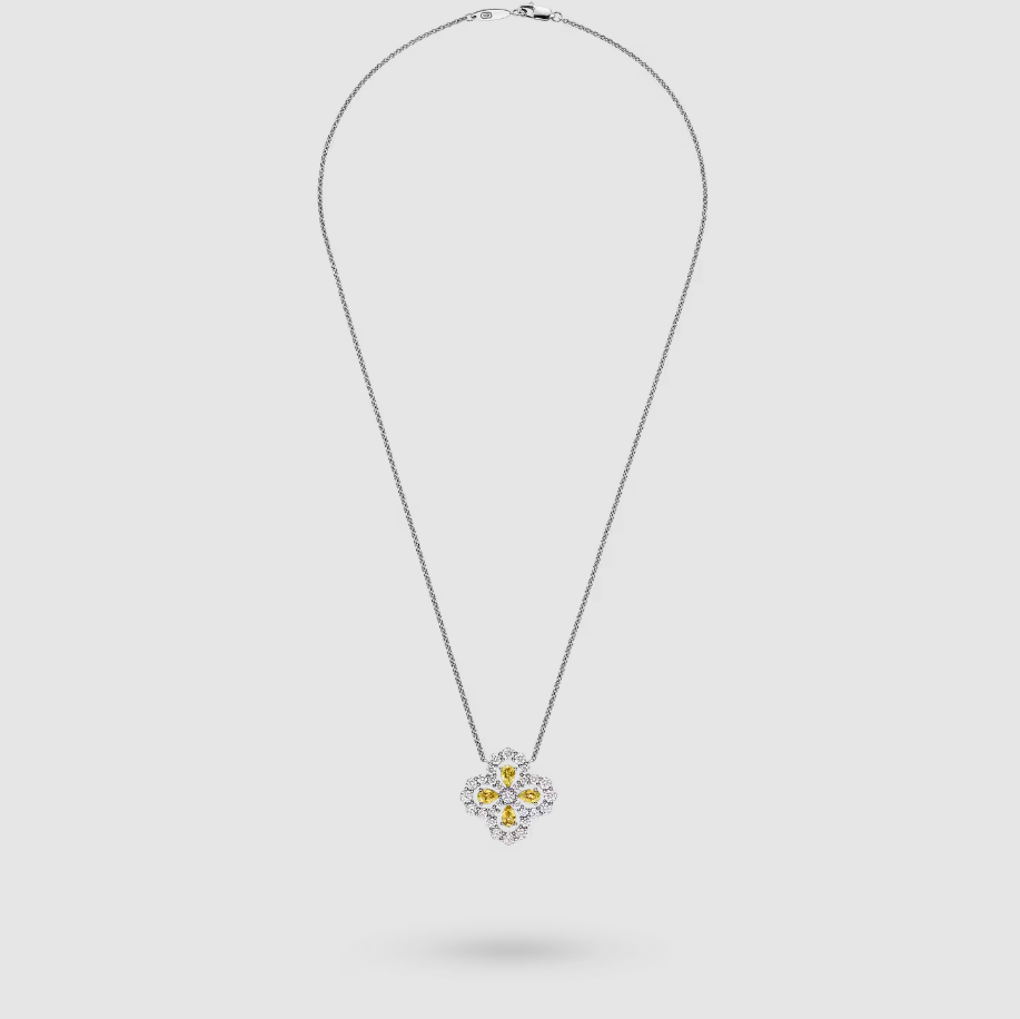 Diamond Loop Full Motif Yellow Sapphire and Diamond Pendant