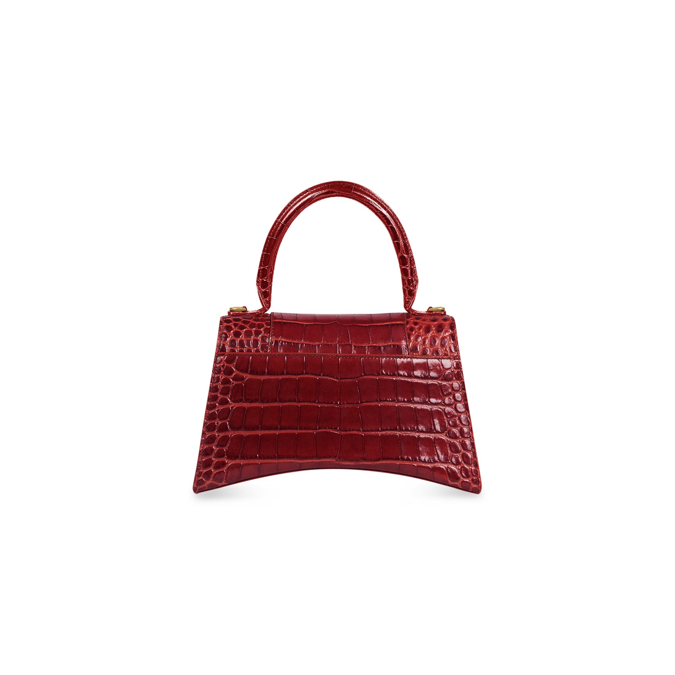 WOMEN'S HOURGLASS SMALL HANDBAG CROCODILE EMBOSSED IN DARK RED