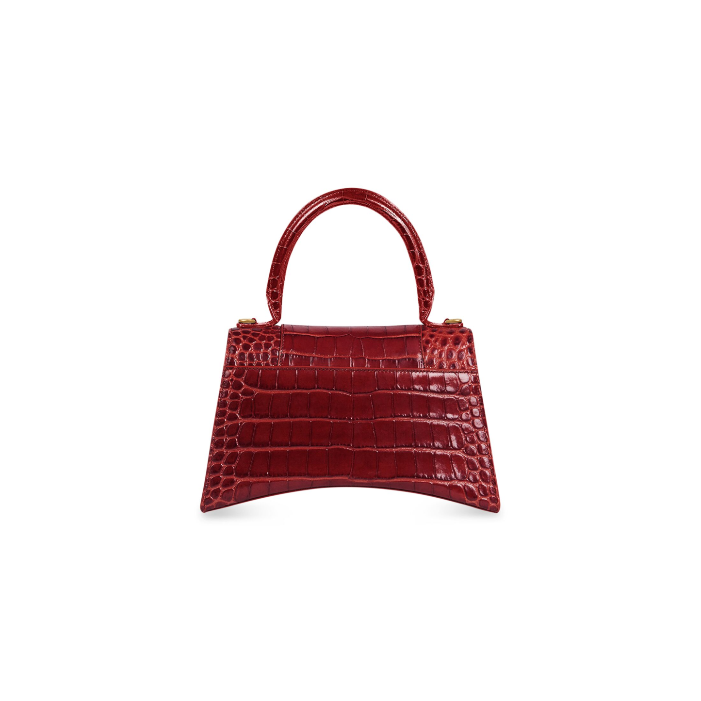 WOMEN'S HOURGLASS SMALL HANDBAG CROCODILE EMBOSSED IN DARK RED