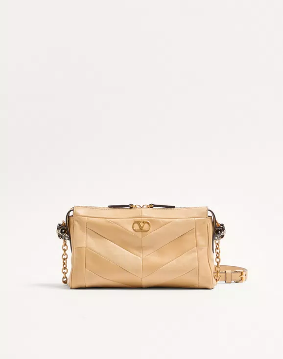Valentino Garavani Panthea Small Shoulder Bag In Nappa Leather With A Chevron Pattern