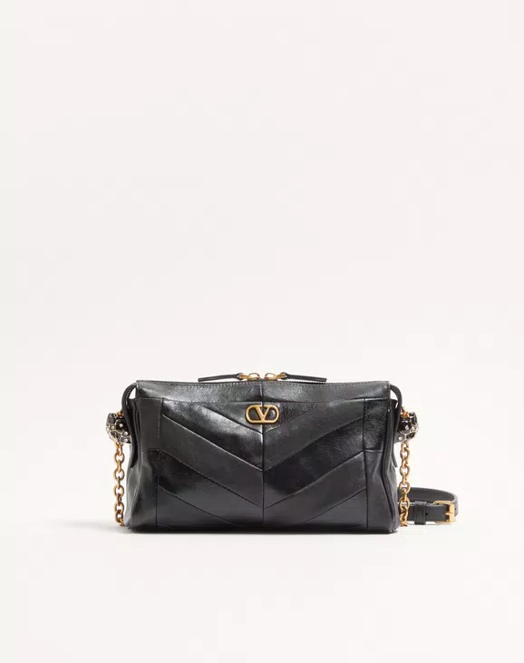 Valentino Garavani Panthea Small Shoulder Bag In Nappa Leather With A Chevron Pattern