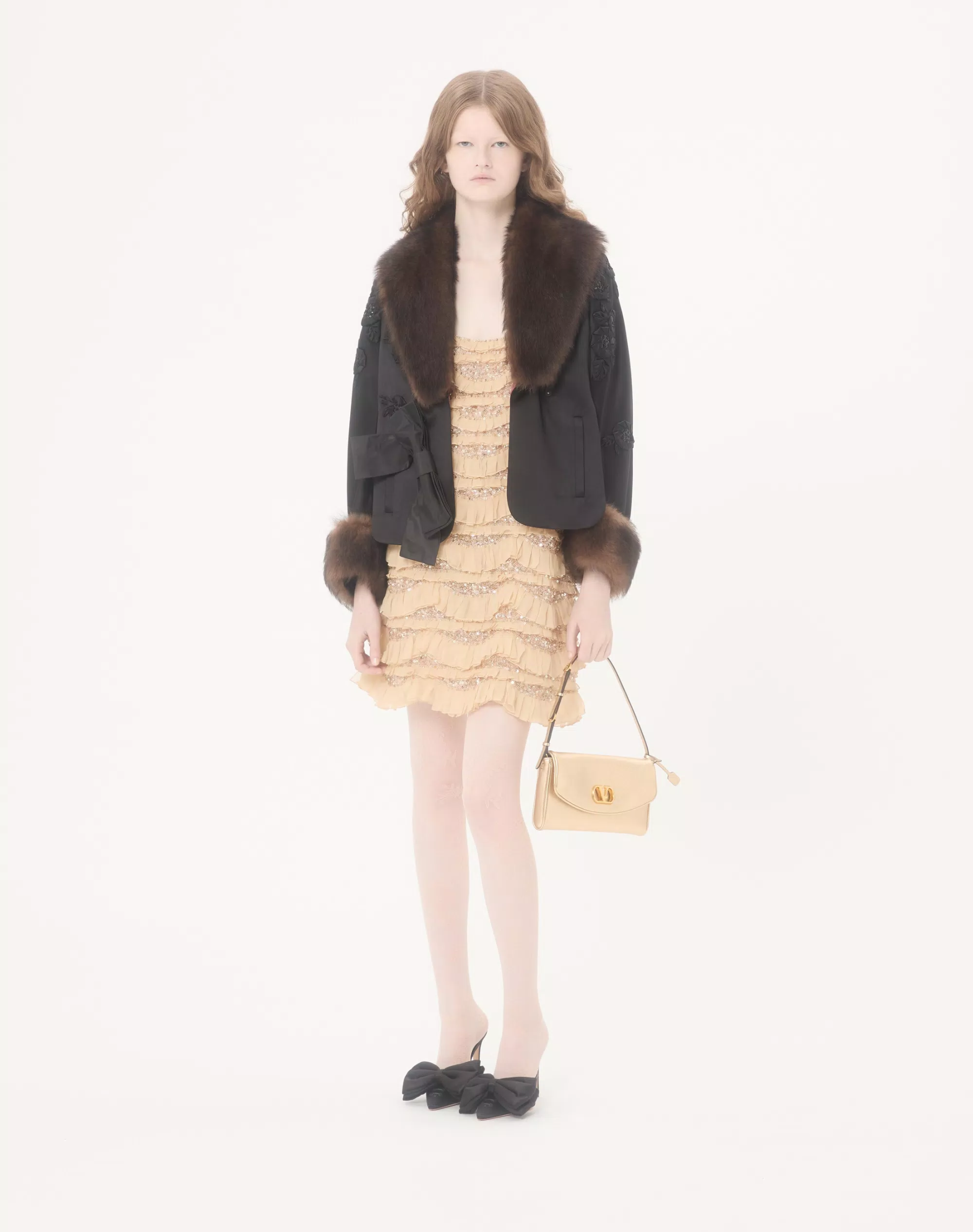 Valentino Garavani DeVain Small Shoulder Bag in Laminated Nappa Leather