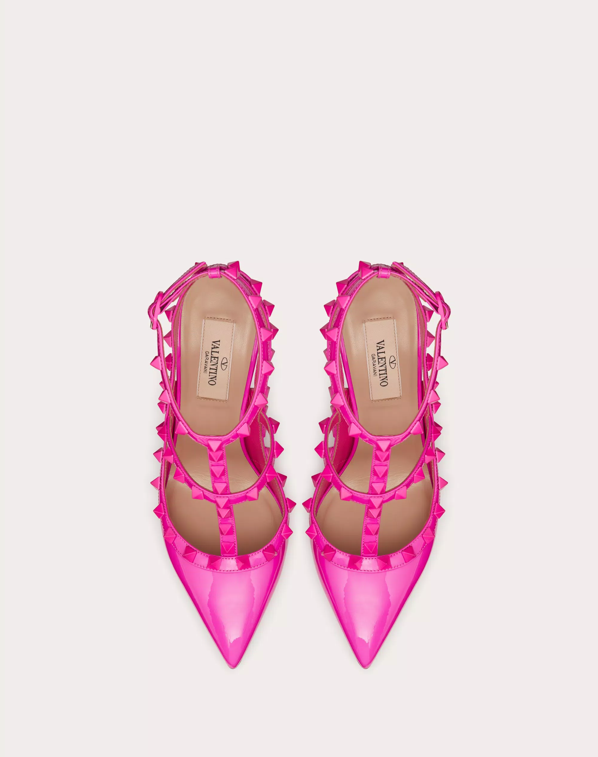 ROCKSTUD ANKLE STRAP PATENT-LEATHER PUMP WITH TONAL STUDS 100 MM