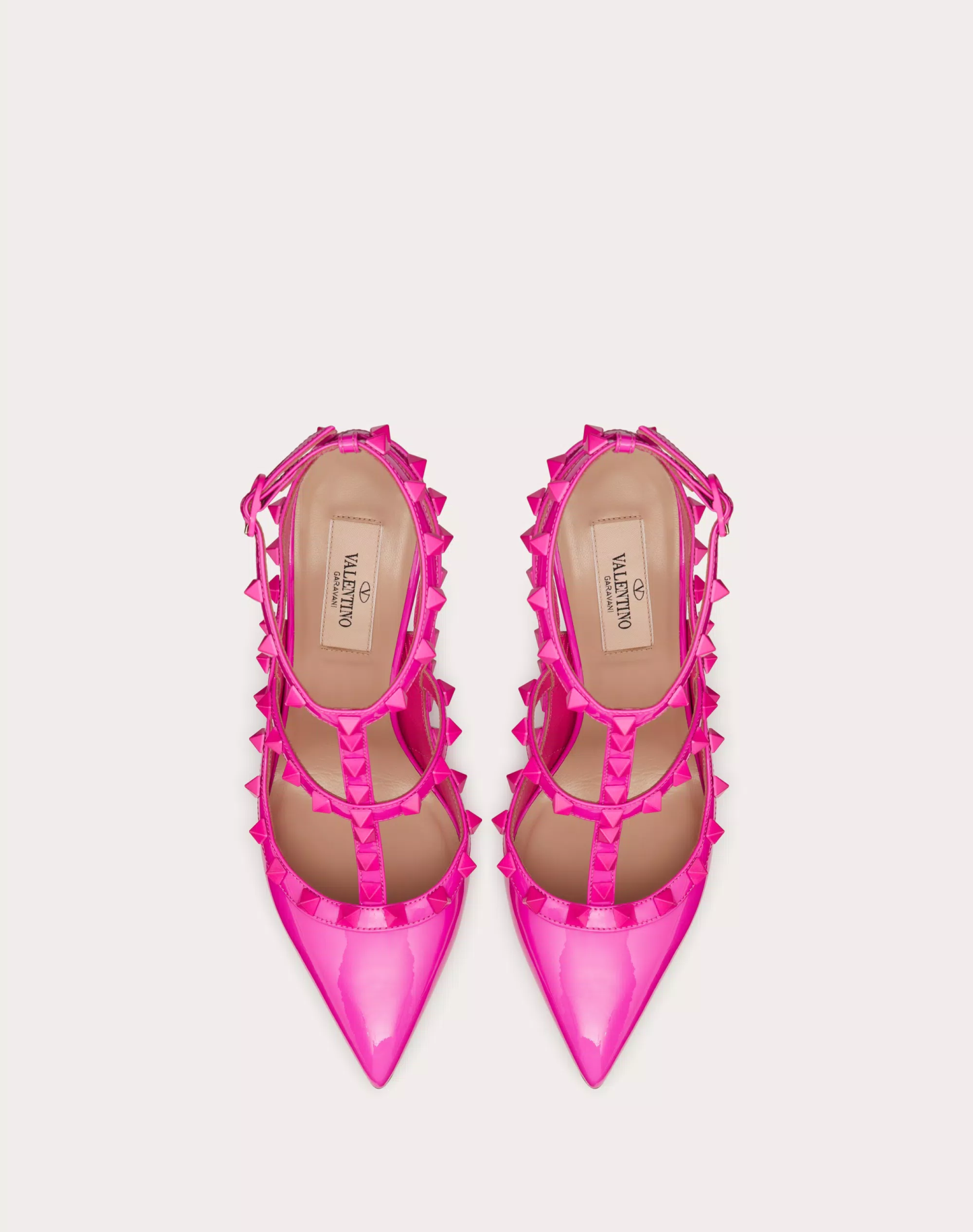 ROCKSTUD ANKLE STRAP PATENT-LEATHER PUMP WITH TONAL STUDS 100 MM