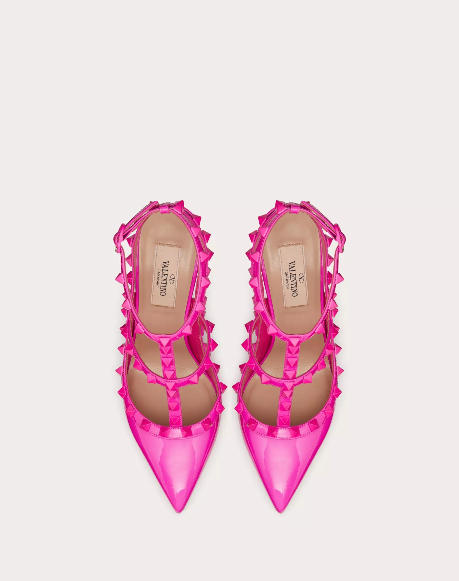 ROCKSTUD ANKLE STRAP PATENT-LEATHER PUMP WITH TONAL STUDS 100 MM